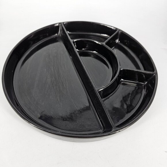 Crate and Barrel 5-Section Round Divided Serving Platter Appetizer Tray Chip Dip - Picture 1 of 7